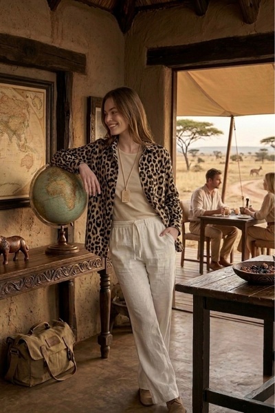 miremiran Leopard Print Lightweight Innerwear Shows Off the Helen Thin Fabric Draped Style Shirt Leopard