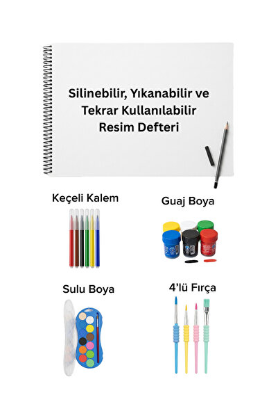 The Monarch Co Silinebilir ve Yıkanabilir Resim Defteri Mega Sanat Seti - Gua...