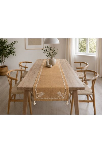 Buldan CSN Tekstil Chamomile Motif Jute Runner