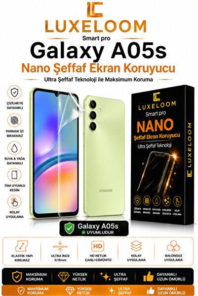 Samsung Galaxy A05s Uyumlu Smart Pro Nano Şeffaf Ekran Koruyucu (0.15mm Kırılmaz Elastik Ya
