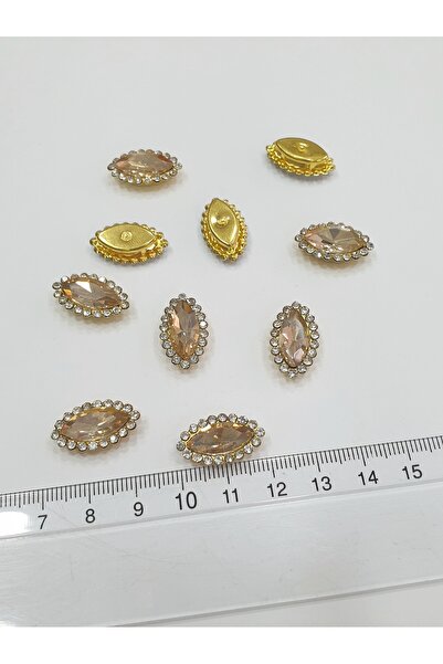CRYSTALSHOP Cu pietre pe margine - Gold Mekik 12*20mm (50 BUCĂȚI)