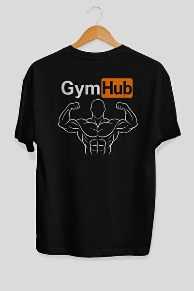 Ankhises Μπλουζάκι Gym Hub Oversize με στάμπα στην πλάτη, μαύρο, 100% βαμβάκι...