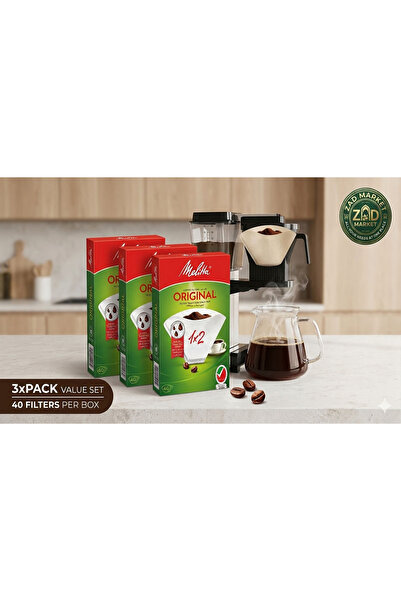 melitta مجموعة التوفير من فلاتر قهوة 1X2 ميليتا الأصلية - 3 عبوات (40 فلتر لك...