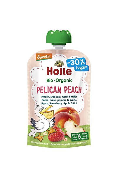 Holle Piure din piersici capsuni mere si ovaz pentru copii 6 luni fara gluten,