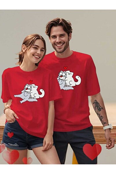 JENOLAN Dragi par, kombinacija majica sa printom mačke koja se grli, unisex, ...
