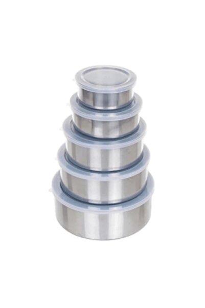 OEM Set 5 Caserole Metalice cu Capac din Plastic, Diferite Dimensiuni