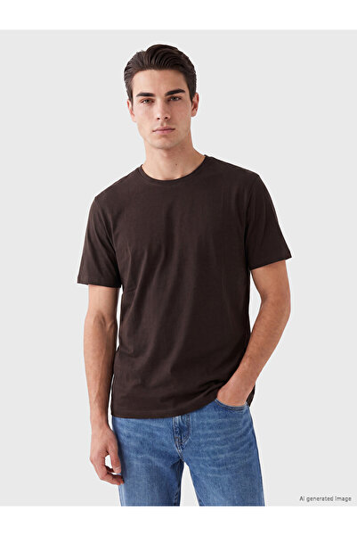 LC Waikiki Brown Regular Fit Cotton Men's T-Shirt