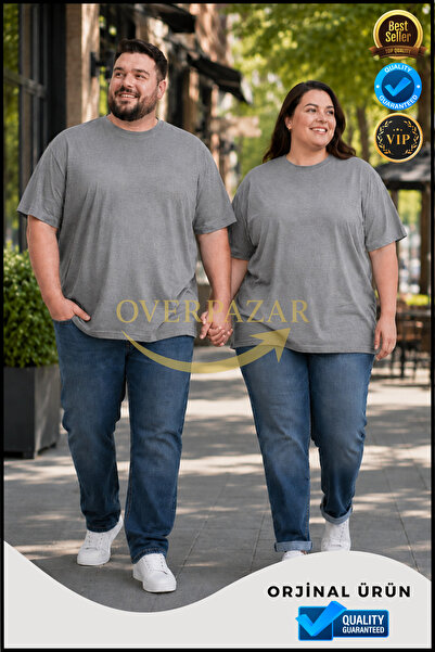 Overbazaar Unisex Large Size Combed Cotton T-Shirt 2Xl-6Xl 95% Cotton 5% Lycr...