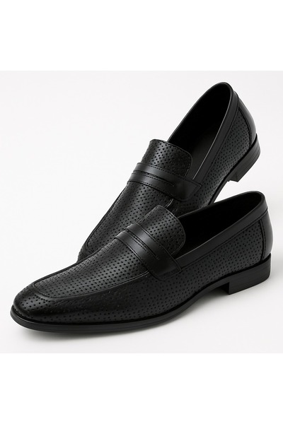 Growish Genuine Leather Perforated Leather Sole Black Color Classic Men's Sho...