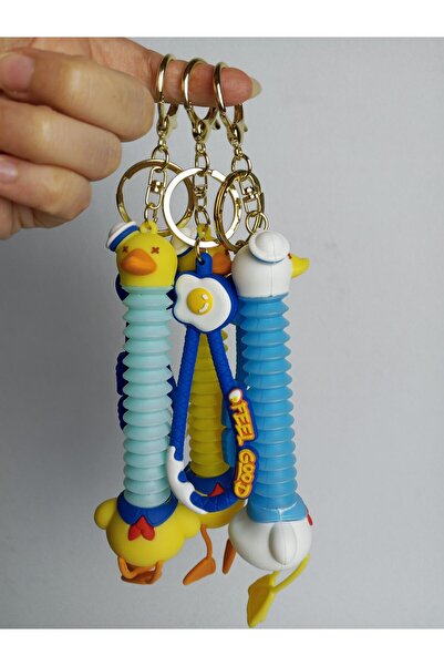JUST WOMAN Duck Figured Silicone Keychain Bag Charm with Extended Neck