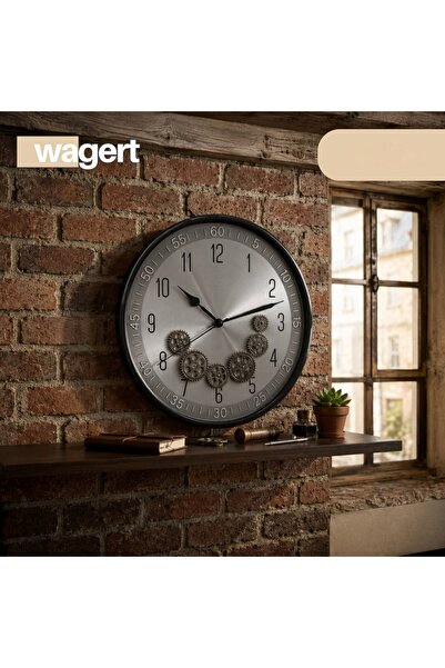 CEZVE HOME Wall Clock with Wheel Detail and Minute Markers - Retro Metal Wall...