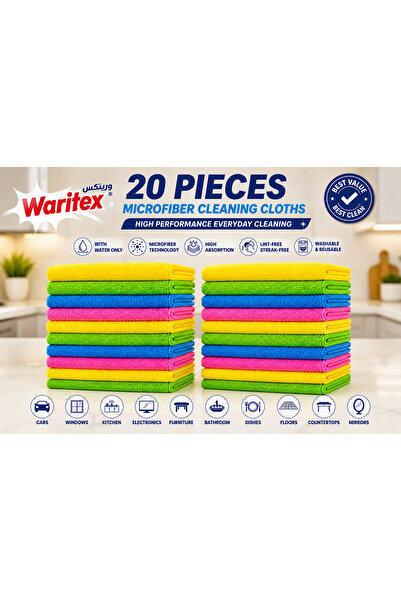 waritex 20-Piece Microfiber Cloth Combo Pack – Lint-Free Cleaning for Home & ...
