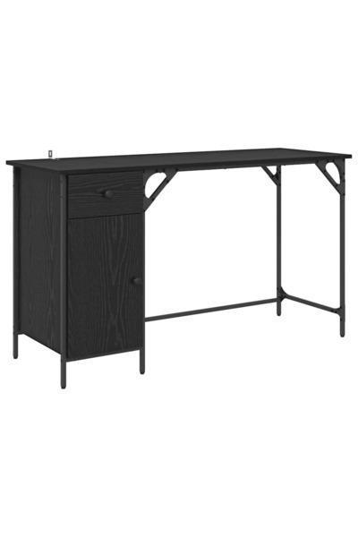 vidaxl Birou de calculator Stejar Negru 131 x 48 x 75 cm Lemn compozit