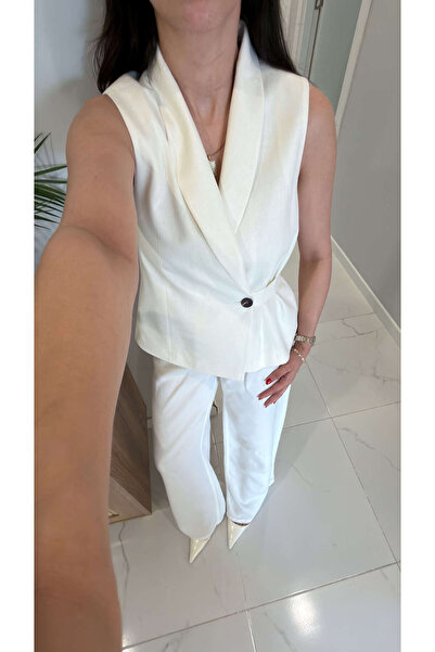 BİRCANÇİL Riytsa Ecru Linen Vest