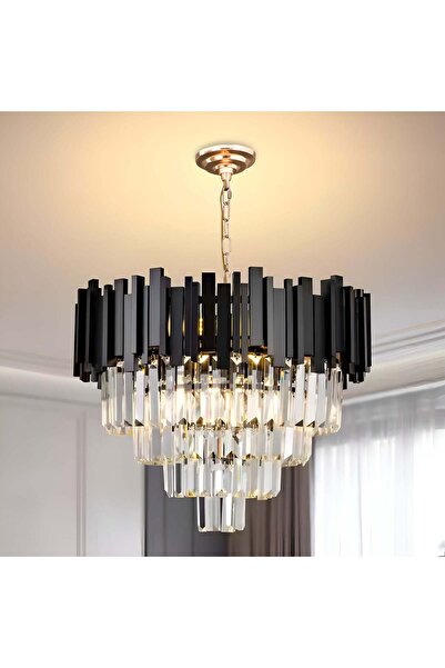 La Cucu Candelabru Cristal BLOIS Eleganza 8xE14, Diametru 49cm, Negru, Inalti...