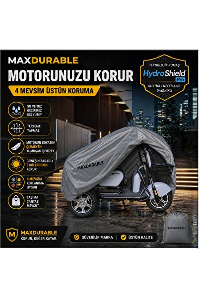 MaxDurable ARORA RÜZGAR NEW 3 TEKERLEKLİ 1 KİŞİLİK 1K Motosiklet Brandası Su ...