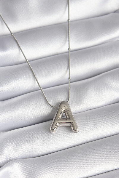 OGHAMAY 316L Steel Silver Color Bubble "A" Letter Model Women's Necklace