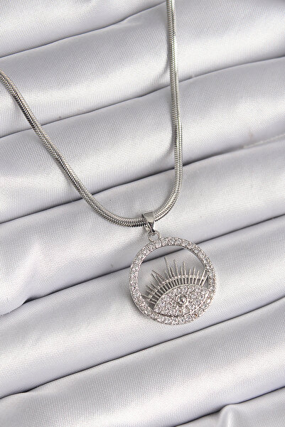 OGHAMAY 316l steel silver color italian chain zircon stone eye model women ne...