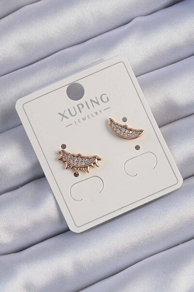 OGHAMAY Xuping Rose Color Zircon Cubic Zirconia Moon and Sun Design Earrings