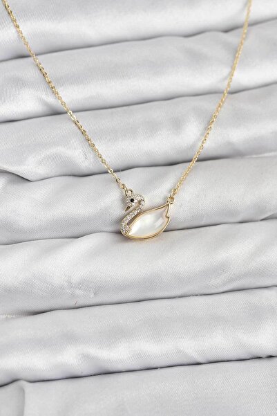 OGHAMAY Brass Gold Color Swan Model Women's Necklace