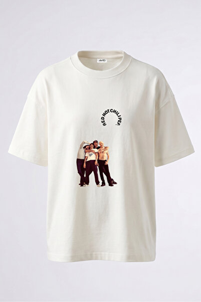 Anetos Red Hot Chili Peppers_1 Tricou oversize alb din bumbac cu imprimeu pe ...