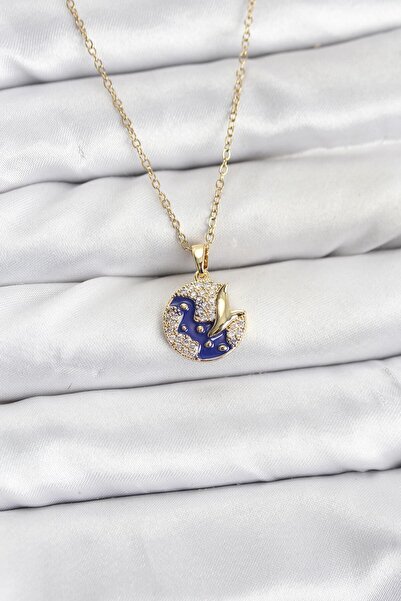 OGHAMAY 316L Steel Chain Gold Color Night Model Zircon Stone Women's Necklace