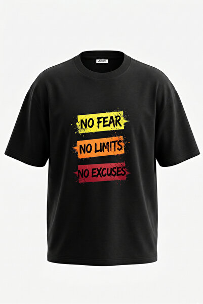 Anetos Tricou oversize negru din bumbac cu imprimeu pe spate Grunge NoFear Li...