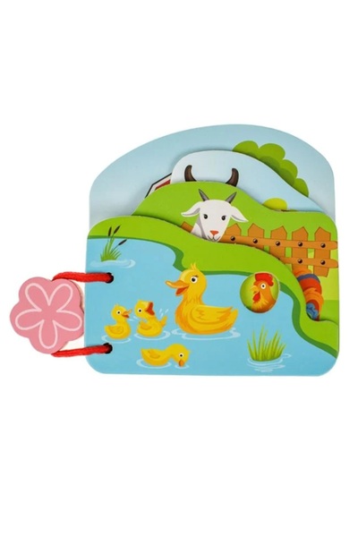 OEM Carte educativă din lemn cu animale de fermă 12 x 12 cm - 4 F