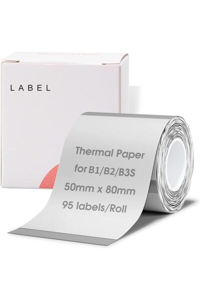NiiMbot شريط طابعة الملصقات 50×80 مم، ورق طباعة الملصقات الشفاف متوافق مع B1 B21