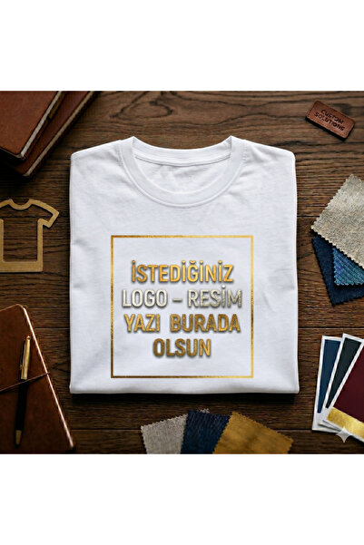 Kişiye Özel Tasarım Baskılı Tişört - Fotoğraf, Logo ve Yazı Baskılı Pamuklu Bisiklet Yaka Siyah Tişört