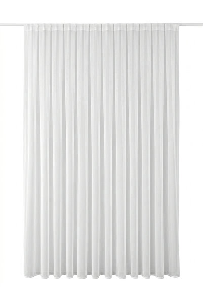 Demor Home Şeffaf Bambu Tül Perde 1/3 Sık Pile Kornişe Hazır Modern Tasarım -...