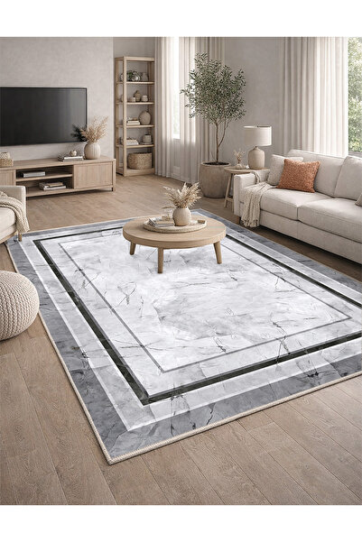 Lioara Home Klasik Desen Modern Dijital Baskı Halı | Yıkanabilir Kaymaz Taban...