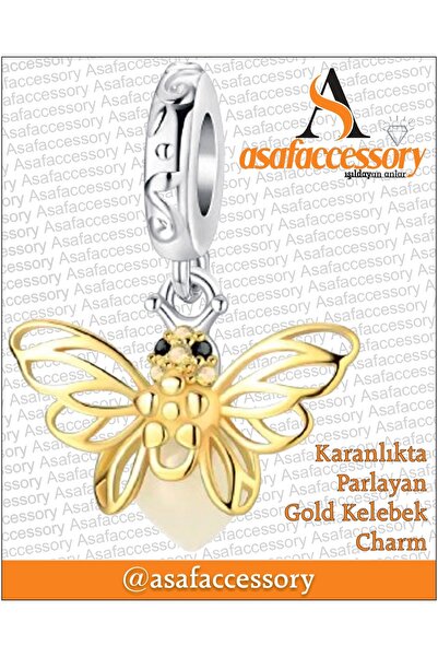 asaf Glow-In-The-Dark Gold Butterfly Charm |   Asafaccessory