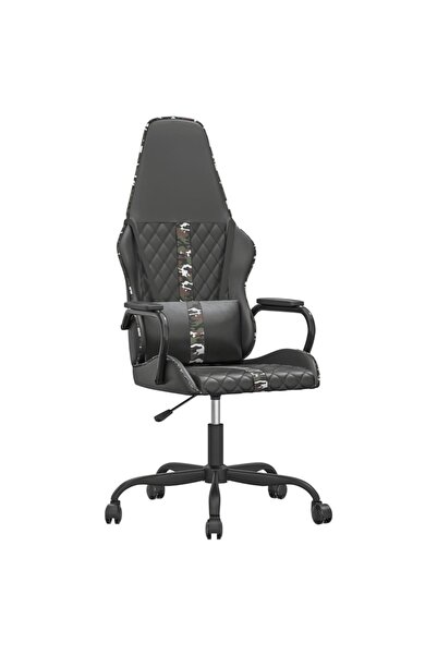 vidaxl Scaun de gaming de masaj, camuflaj și negru, piele ecologică