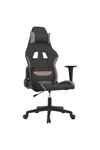 vidaxl Scaun de gaming cu masaj, negru și taupe, material textil
