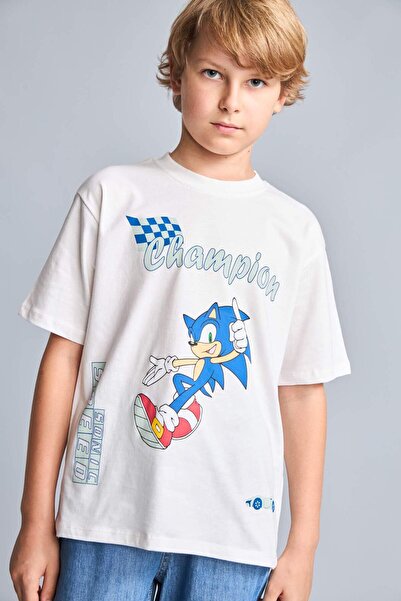 DeFacto Tricou Ecru cu mânecă scurtă, cu gât crew, cu licență oficială, pentr...