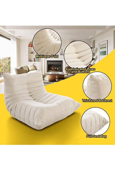 TAPIT Padded Floor Sofa High Density Foam Bean Bag Chair Modern Lounge Sofa C...