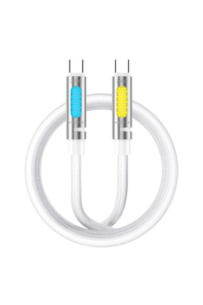 Bwoo Cablu USB-C la USB-C 1.2m 240W PD cu lumină RGB și aromaterapie - Alb