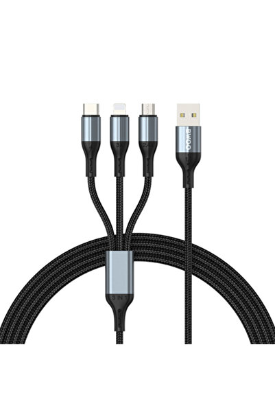 Bwoo Καλώδιο φόρτισης USB 3 σε 1, USB-A σε USB-C/Lightning/Micro USB, 3Α, 1,2μ