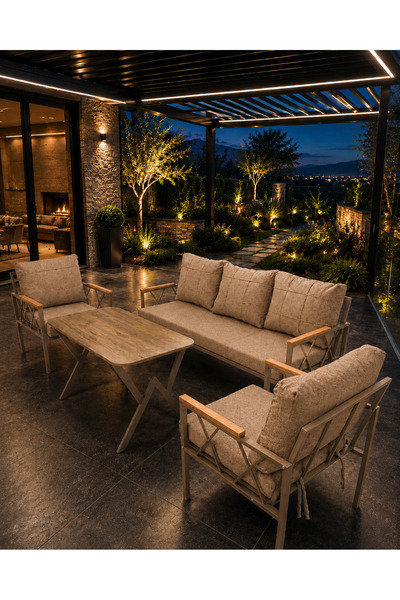 UFUK HOME Miray Cappuccino Metal 311 Masalı Kahverengi Balkon Bahçe Oturma Gr...