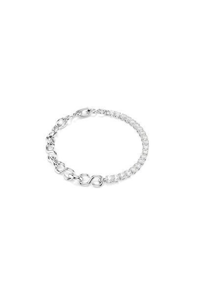 Swarovski Matrix Bileklik, Yuvarlak kesim, Beyaz, Rodyum kaplama