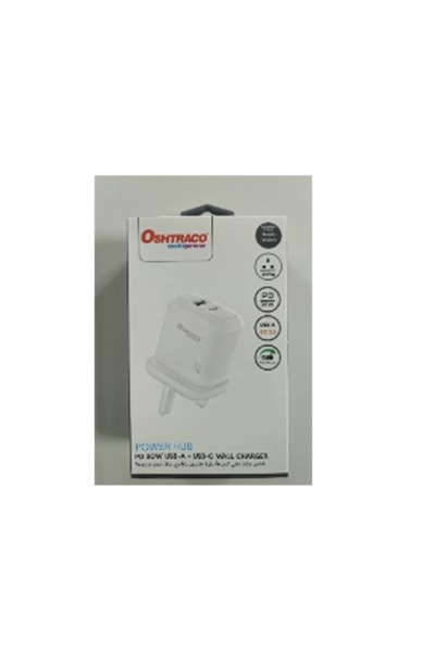 Oshtraco USB-A + PD (30W) output dual port charging adaptor