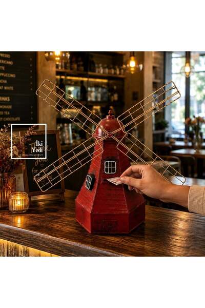 İki Yedi Konsept Windgelde Nostaljik Metal Yel Değirmeni Kumbara ve Cafe Tip ...