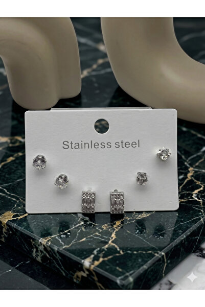 BİJU YILMAZ 26Clk98 - Parıltı Steel Earring Set