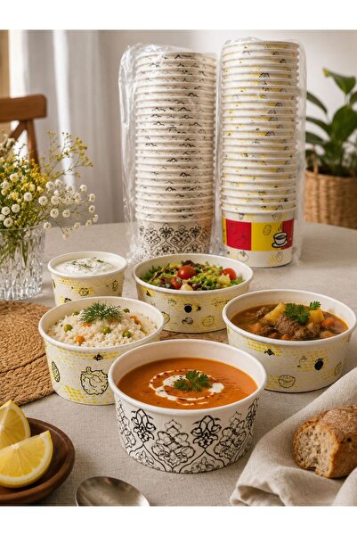 Saka Ambalaj 14 OZ PLASTİK KAPAKLI KASE (ÇORBA,AŞURE,TATLI,YEMEK KASESİ) 25'Lİ