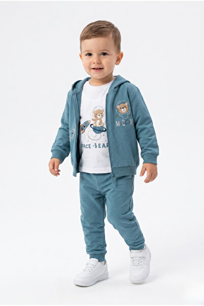 Toontoy Boys' 3-Piece Tracksuit Set Long Sleeve Crew Neck Embroidered T-Shirt...