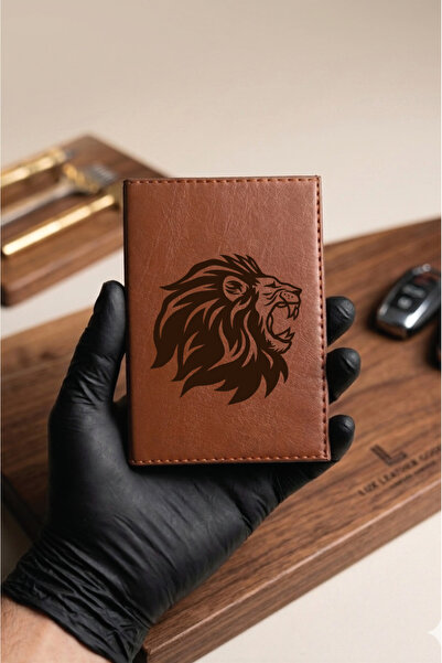 Yalıgraf Reklam Tabela Brown Tan Leather Stitched Vehicle License Holder with...