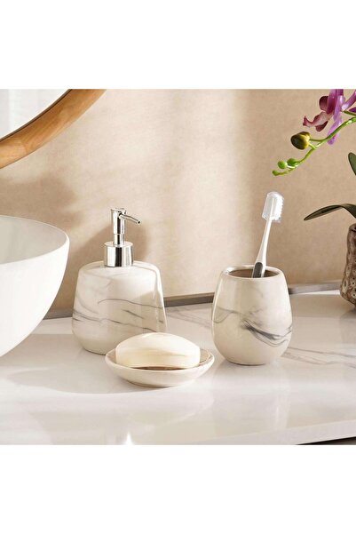 PAN HOME طقم إكسسوارات الحمام هالو المكون من 3 قطع - أبيض