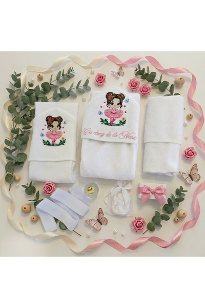 OEM Trusou Botez Balerina Roz – Set Compact 75×75 cm | Delicat & Elegant, 100...