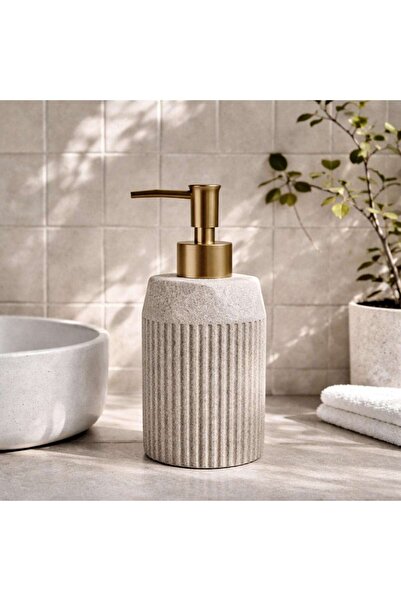 PAN HOME Verona Polyresin Soap Dispenser 7.5x7.5x17.5cm - Beige